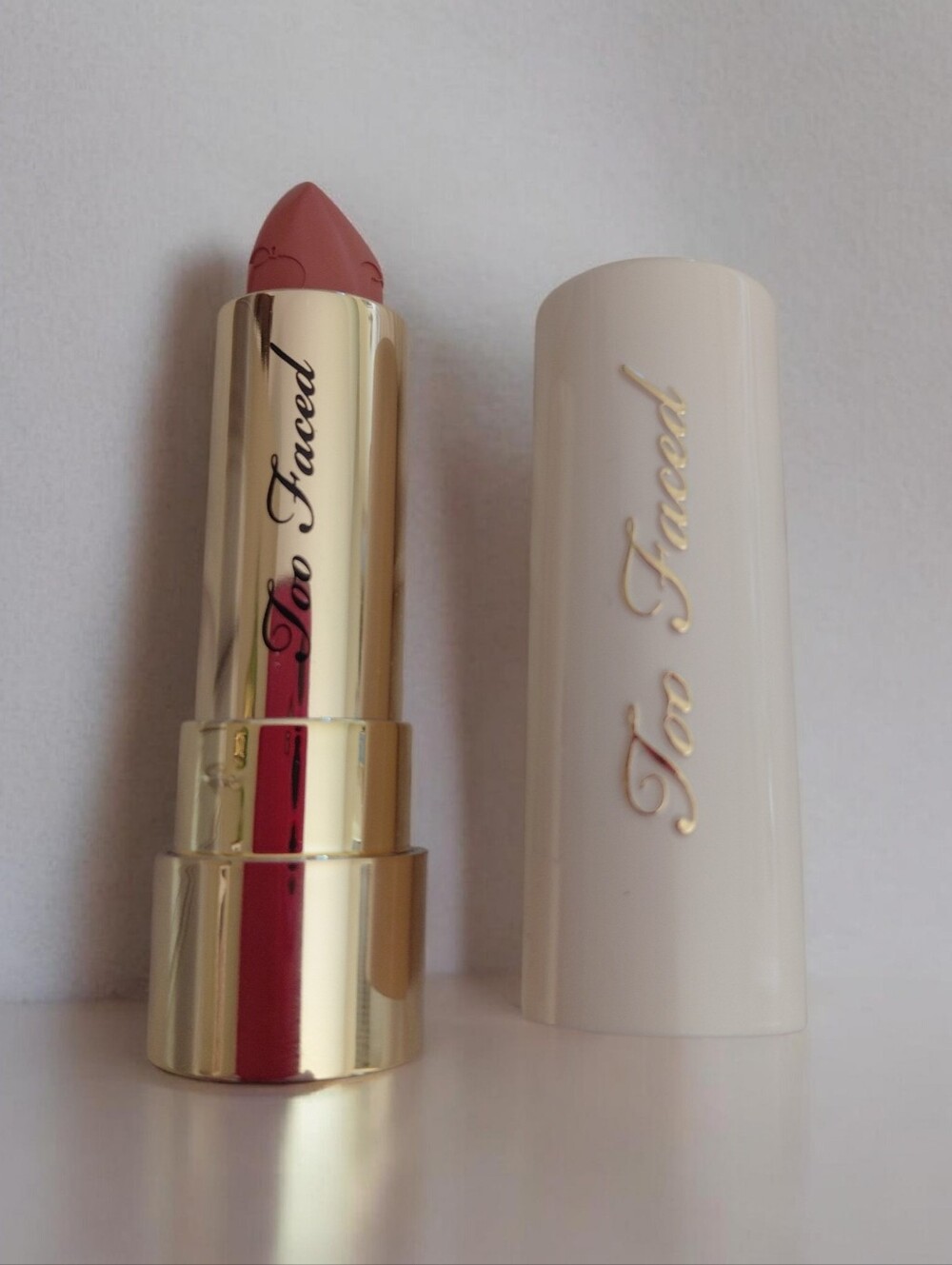 Too Faced Peach Kiss Lipstick--Disrobed